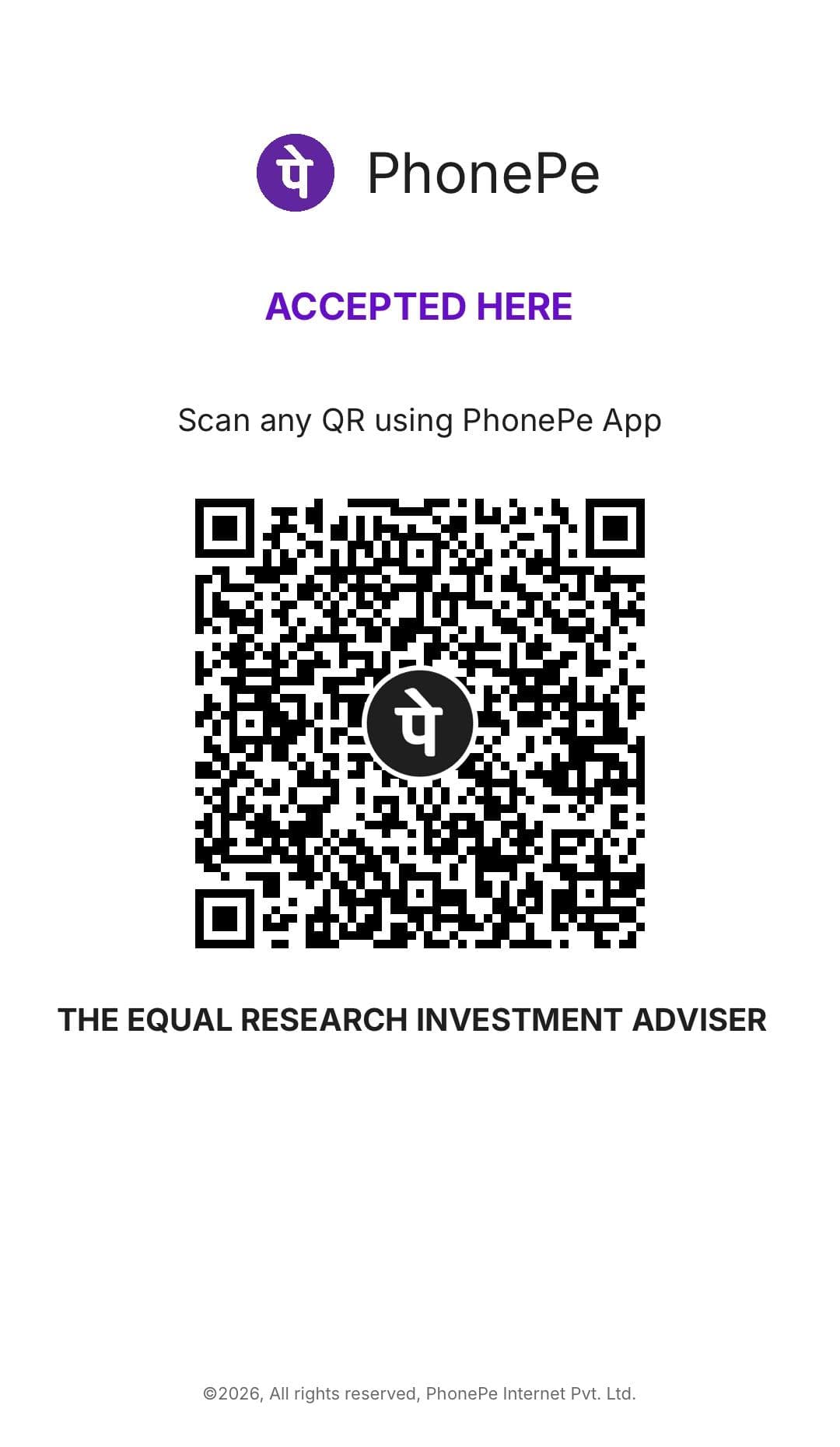 UPI QR code for paying The Equal Research Investment Adviser via PhonePe or any UPI app